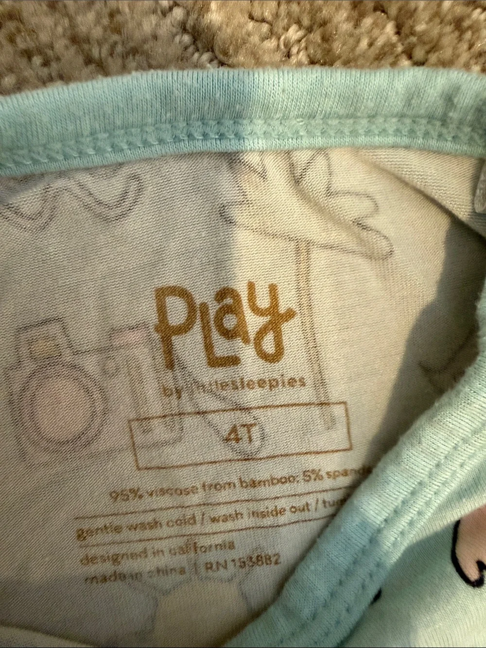 Little Sleepies Light Blue Beach Bundle: Print Pajama Set and Tee 4T